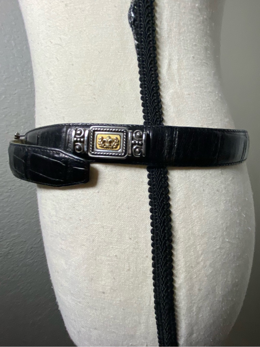 Vintage Brighton Museum Black Croc Leather Coin Belt Size Large - Picture 7 of 9